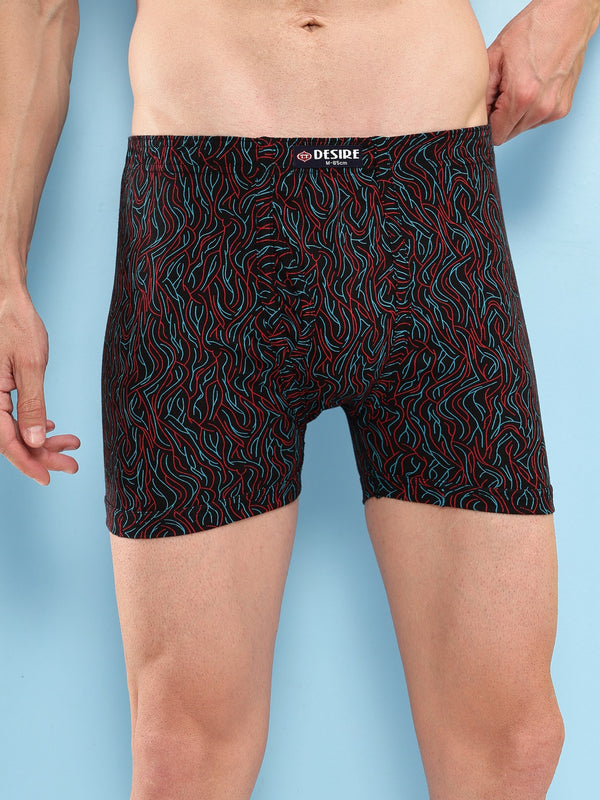 T.T. Men Desire Super Combed Cotton Printed Snug Fit Long Trunks For Men Pack Of 3 Black-Grey-Navy