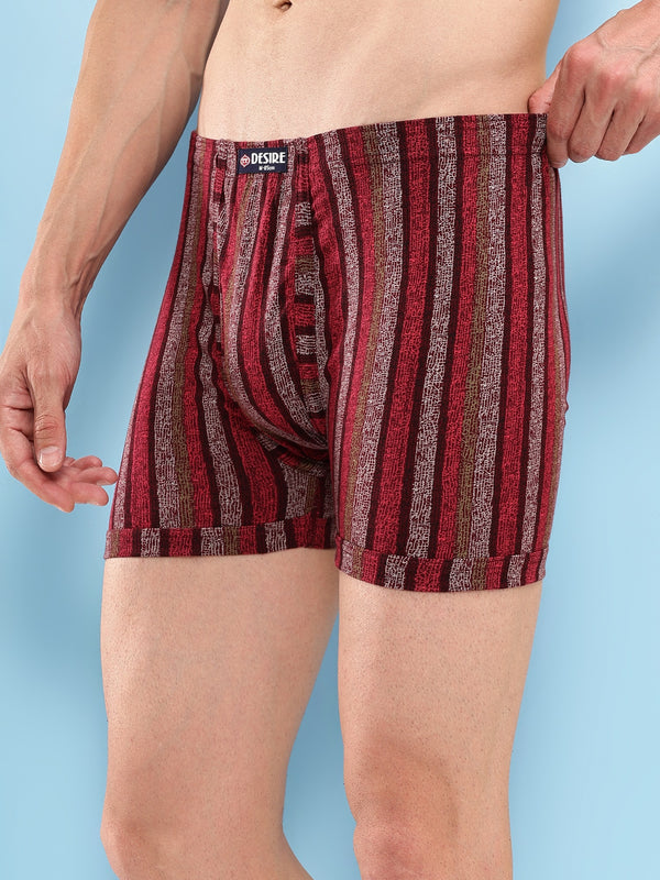 T.T. Men Desire Super Combed Cotton Printed Snug Fit Long Trunks For Men Pack Of 2 Grey-Maroon
