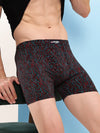 T.T. Men Desire Super Combed Cotton Printed Snug Fit Long Trunks For Men Pack Of 2 Black-Maroon