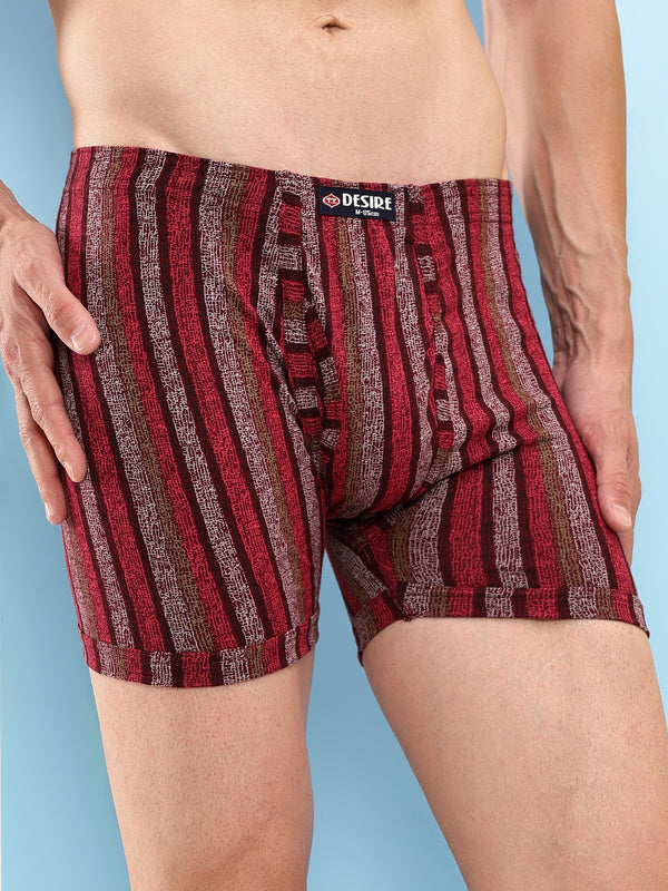 T.T. Men Desire Super Combed Cotton Printed Snug Fit Long Trunks For Men Pack Of 2 Black-Maroon
