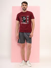 T.T. Men|Printed Tshirts For Men|Eco Friendly Recycled Fabric |Graphics Printed Tees|Round Neck|Half Sleeves|Cotton Blended Tees For Men|Regular Fit|Big Print|Pack Of 2|Black-Maroon