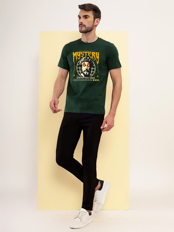 T.T. Men|Printed Tshirts For Men|Eco Friendly Recycled Fabric |Graphics Printed Tees|Round Neck|Half Sleeves|Cotton Blended Tees For Men|Regular Fit|Big Print|Pack Of 2|Olive-Black