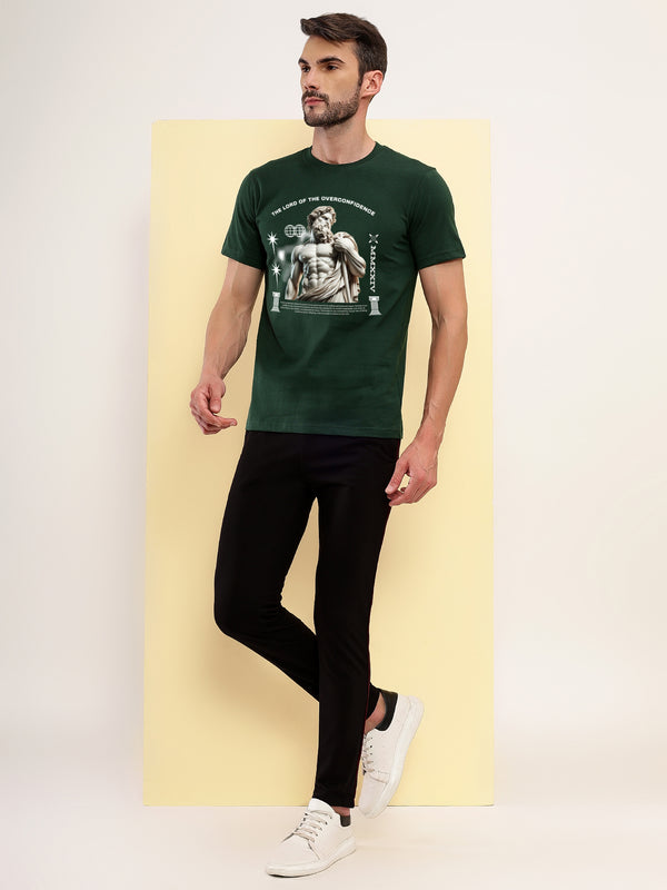 T.T. Men|Printed Tshirts For Men|Eco Friendly Recycled Fabric |Graphics Printed Tees|Round Neck|Half Sleeves|Cotton Blended Tees For Men|Regular Fit|Big Print|Pack Of 2|Olive-White