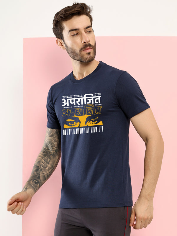 T.T. Men|Printed Tshirts For Men|Eco Friendly Recycled Fabric |Graphics Printed Tees|Round Neck|Half Sleeves|Cotton Blended Tees For Men|Regular Fit|Small Print|Pack Of 2|Navy-White