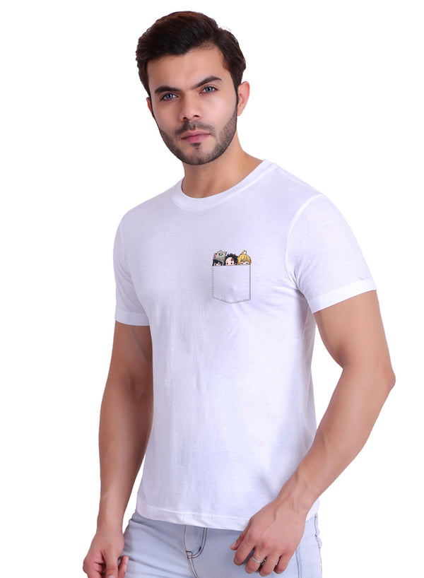 T.T. Men|Printed Tshirts For Men|Eco Friendly Recycled Fabric |Graphics Printed Tees|Round Neck|Half Sleeves|Cotton Blended Tees For Men|Regular Fit|Small Print|Pack Of 2|Olive-White