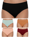 T.T. Women, Cotton Spandex,Mid-Rise, Full Coverage Briefs For Daily Wear, Soft Breathable Comfort Panty, Pack Of 5, Black-Babyblue-Biscuit-Babypink-Maroon