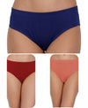 T.T. Women, Cotton Spandex,Mid-Rise, Full Coverage Briefs For Daily Wear, Soft Breathable Comfort Panty, Pack Of 3, Navy-Red-Tred