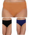 T.T. Women, Cotton Spandex,Mid-Rise, Full Coverage Briefs For Daily Wear, Soft Breathable Comfort Panty, Pack Of 3, Navy-Black-Biscuit
