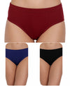 T.T. Women, Cotton Spandex,Mid-Rise, Full Coverage Briefs For Daily Wear, Soft Breathable Comfort Panty, Pack Of 3, Maroon-Navy-Black