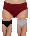 T.T. Women, Cotton Spandex,Mid-Rise, Full Coverage Briefs For Daily Wear, Soft Breathable Comfort Panty, Pack Of 3, Maroon-Black-Lpurple