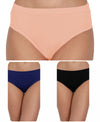 T.T. Women, Cotton Spandex,Mid-Rise, Full Coverage Briefs For Daily Wear, Soft Breathable Comfort Panty, Pack Of 3, Black-Navy-Babypink