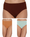 T.T. Women, Cotton Spandex,Mid-Rise, Full Coverage Briefs For Daily Wear, Soft Breathable Comfort Panty, Pack Of 3, Brown-Biscut-Babyblue
