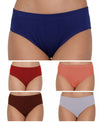 T.T. Women, Cotton Spandex,Mid-Rise, Full Coverage Briefs For Daily Wear, Soft Breathable Comfort Panty, Pack Of 5, Navy-Red-Tred-Brown-Light Purple