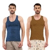 T.T. Men|Titanic Dyed Printed|Pure Cotton Printed Vest For Men|Printed Dyed Vest|Pack Of 2|Navy::Brown