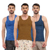T.T. Men|Titanic Dyed Printed|Cotton Printed Vest For Men|Printed Dyed Vest|Pack Of 3|Navy::Blue::Brown