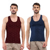 T.T. Men|Titanic Dyed Printed|Pure Cotton Printed Vest For Men|Printed Dyed Vest|Pack Of 2|Navy2::Maroon