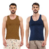 T.T. Men|Titanic Dyed Printed|Pure Cotton Printed Vest For Men|Printed Dyed Vest|Pack Of 2|Navy2::Brown