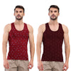T.T. Men|Titanic Dyed Printed|Pure Cotton Printed Vest For Men|Printed Dyed Vest|Pack Of 2|Maroon::Red
