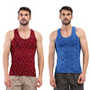 T.T. Men|Titanic Dyed Printed|Pure Cotton Printed Vest For Men|Printed Dyed Vest|Pack Of 2|Blue::Red