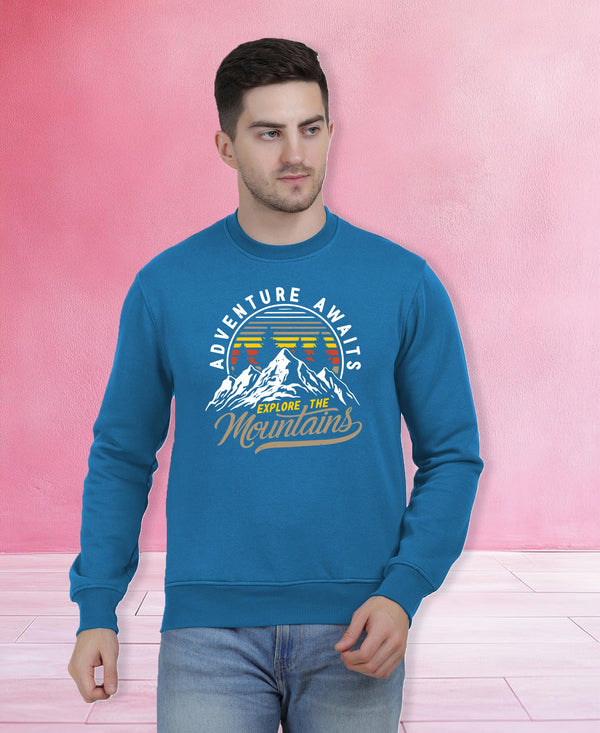 Hiflyers Men|Regular Fit|Chest Printed Cotton Fleece|Soft Stylish Casual Winter Wear Sweatshirt|Airforce