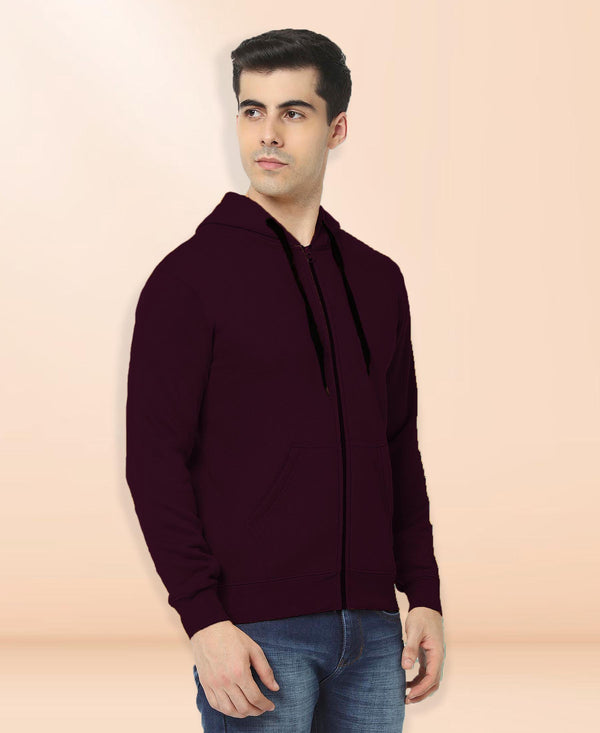 HiFlyers Men|Hooded Sweatshirt|Regular Fit|Cotton Blend Fleece|Full Zipper Winter Hoodie With Side Pockets|Full Sleeve Casual Wear|Wine