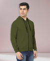 HiFlyers Men|Hooded Sweatshirt|Regular Fit|Cotton Blend Fleece|Full Zipper Winter Hoodie With Side Pockets|Full Sleeve Casual Wear|Olive