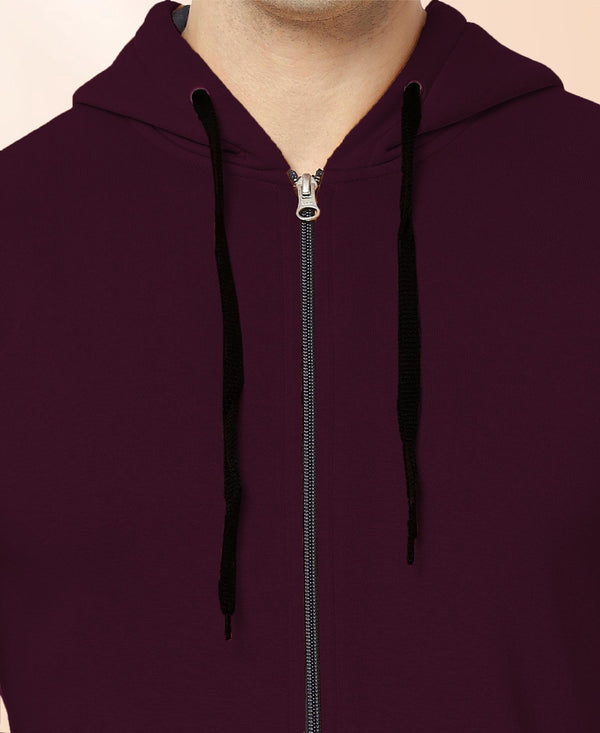 HiFlyers Men|Hooded Sweatshirt|Regular Fit|Cotton Blend Fleece|Full Zipper Winter Hoodie With Side Pockets|Full Sleeve Casual Wear|Wine