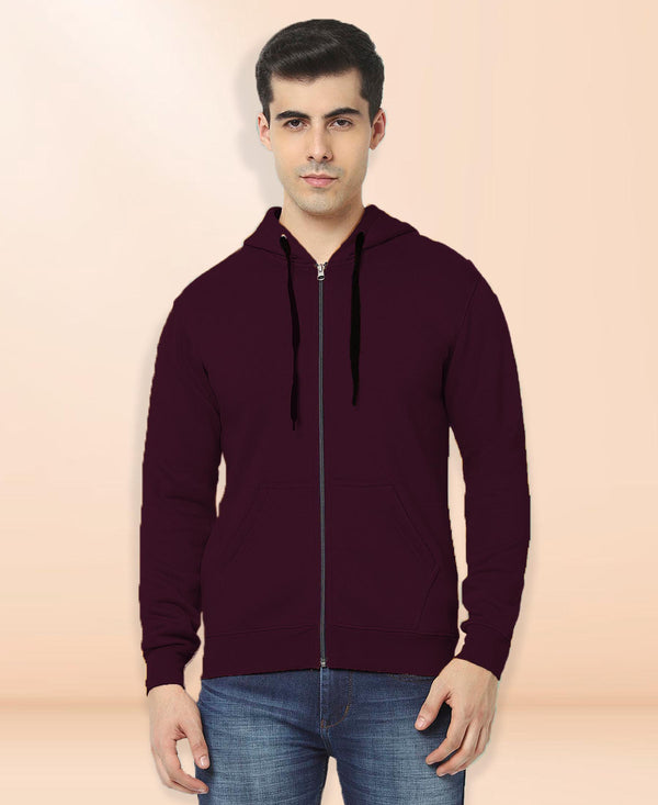 HiFlyers Men|Hooded Sweatshirt|Regular Fit|Cotton Blend Fleece|Full Zipper Winter Hoodie With Side Pockets|Full Sleeve Casual Wear|Wine