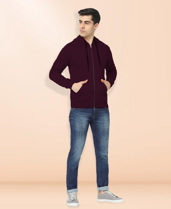 HiFlyers Men|Hooded Sweatshirt|Regular Fit|Cotton Blend Fleece|Full Zipper Winter Hoodie With Side Pockets|Full Sleeve Casual Wear|Wine