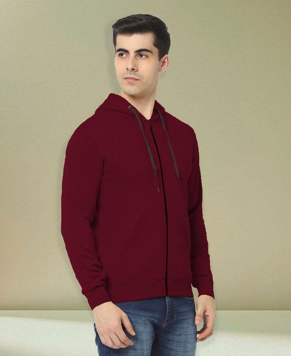 HiFlyers Men|Hooded Sweatshirt|Regular Fit|Cotton Blend Fleece|Full Zipper Winter Hoodie With Side Pockets|Full Sleeve Casual Wear|Maroon