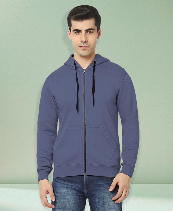 HiFlyers Men|Hooded Sweatshirt|Regular Fit|Cotton Blend Fleece|Full Zipper Winter Hoodie With Side Pockets|Full Sleeve Casual Wear|Ink Blue