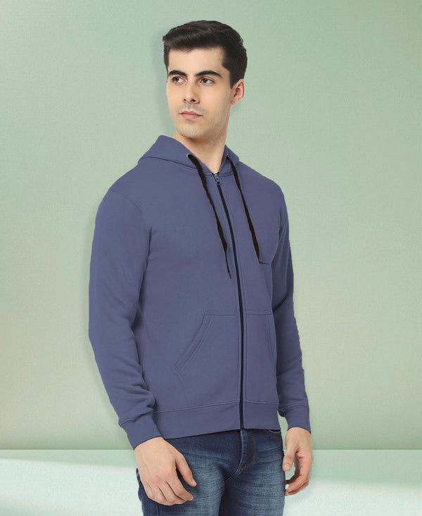 HiFlyers Men|Hooded Sweatshirt|Regular Fit|Cotton Blend Fleece|Full Zipper Winter Hoodie With Side Pockets|Full Sleeve Casual Wear|Ink Blue