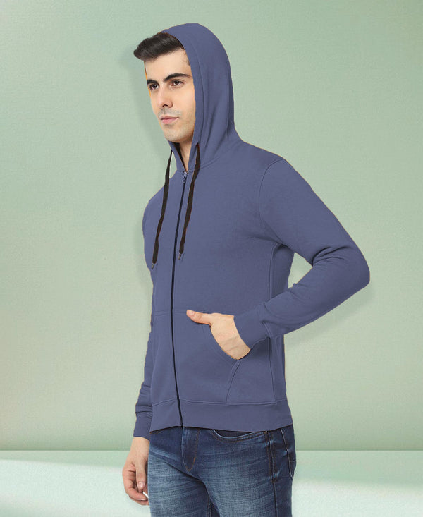 HiFlyers Men|Hooded Sweatshirt|Regular Fit|Cotton Blend Fleece|Full Zipper Winter Hoodie With Side Pockets|Full Sleeve Casual Wear|Ink Blue