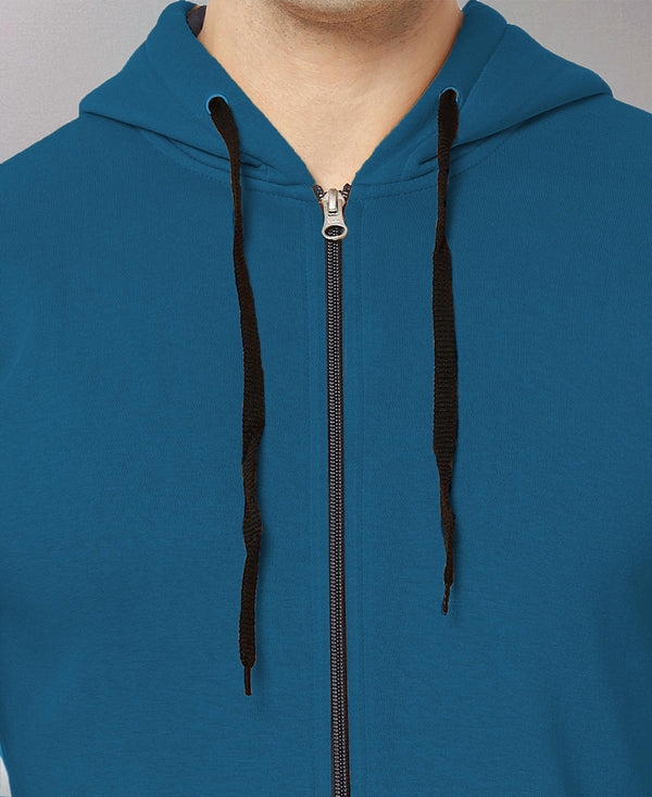 HiFlyers Men|Hooded Sweatshirt|Regular Fit|Cotton Blend Fleece|Full Zipper Winter Hoodie With Side Pockets|Full Sleeve Casual Wear|Airforce