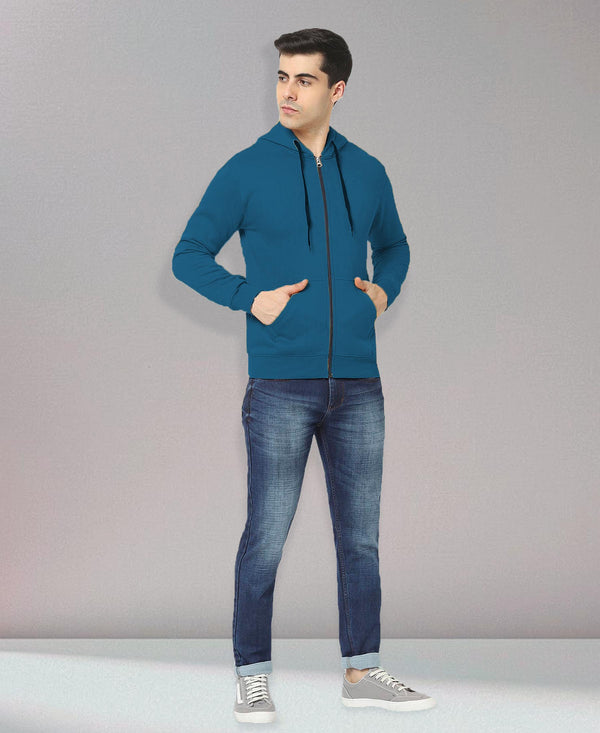 HiFlyers Men|Hooded Sweatshirt|Regular Fit|Cotton Blend Fleece|Full Zipper Winter Hoodie With Side Pockets|Full Sleeve Casual Wear|Airforce