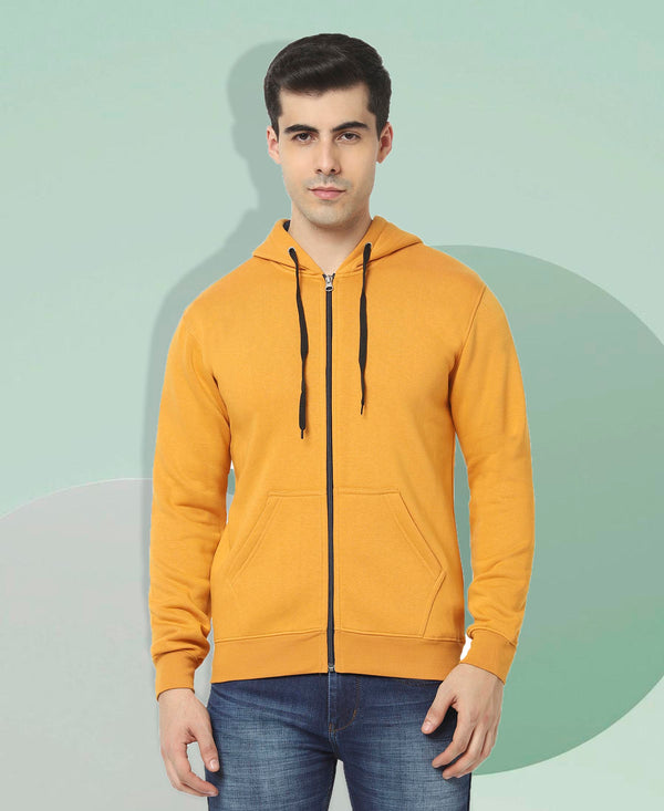 HiFlyers Men|Hooded Sweatshirt|Regular Fit|Cotton Blend Fleece|Full Zipper Winter Hoodie With Side Pockets|Full Sleeve Casual Wear|Yellow