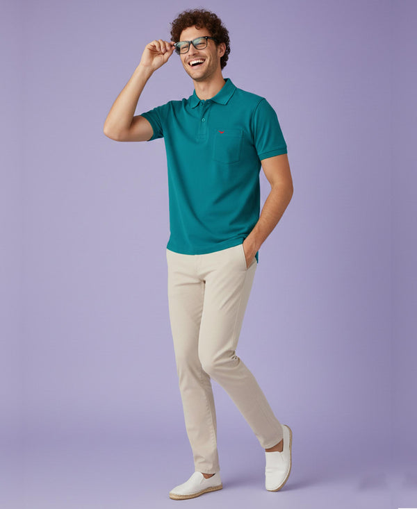 Hiflyers Men'S|Cotton Blend Pique Polo T-Shirt With Chest Pocket|Regular Fit Half Sleeve|Comfortable Smart Casual Wear||Royalgreen