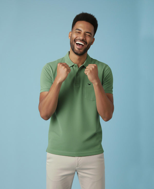 Hiflyers Men'S|Cotton Blend Pique Polo T-Shirt With Chest Pocket|Regular Fit Half Sleeve|Comfortable Smart Casual Wear||Pista