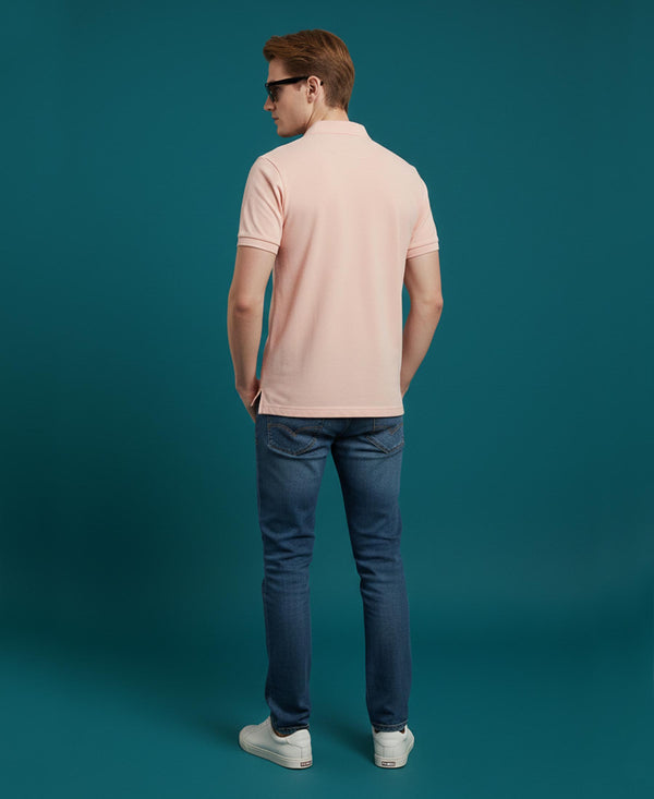 Hiflyers Men'S|Cotton Blend Pique Polo T-Shirt With Chest Pocket|Regular Fit Half Sleeve|Comfortable Smart Casual Wear||Peach