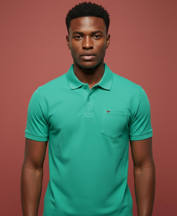 Hiflyers Men'S|Cotton Blend Pique Polo T-Shirt With Chest Pocket|Regular Fit Half Sleeve|Comfortable Smart Casual Wear||Green