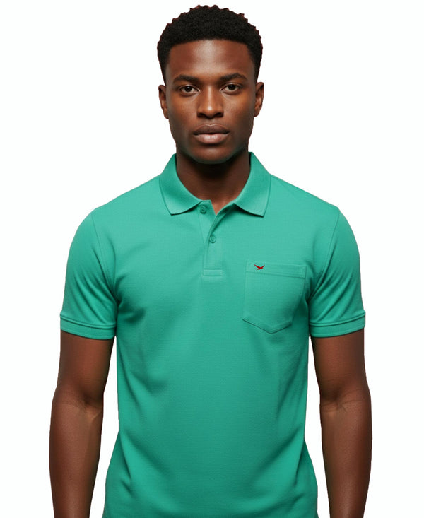 Hiflyers Men'S|Cotton Blend Pique Polo T-Shirt With Chest Pocket|Regular Fit Half Sleeve|Comfortable Smart Casual Wear||Green