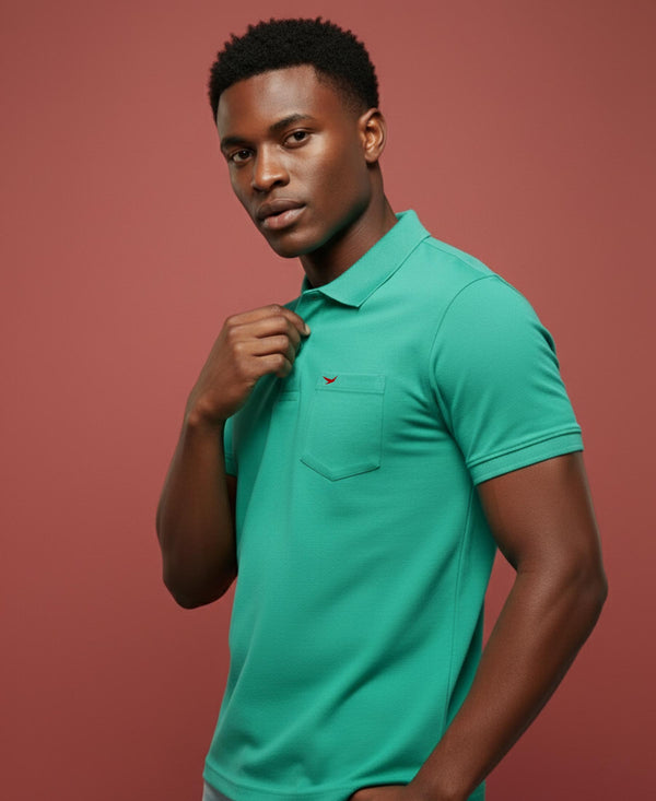 Hiflyers Men'S|Cotton Blend Pique Polo T-Shirt With Chest Pocket|Regular Fit Half Sleeve|Comfortable Smart Casual Wear||Green