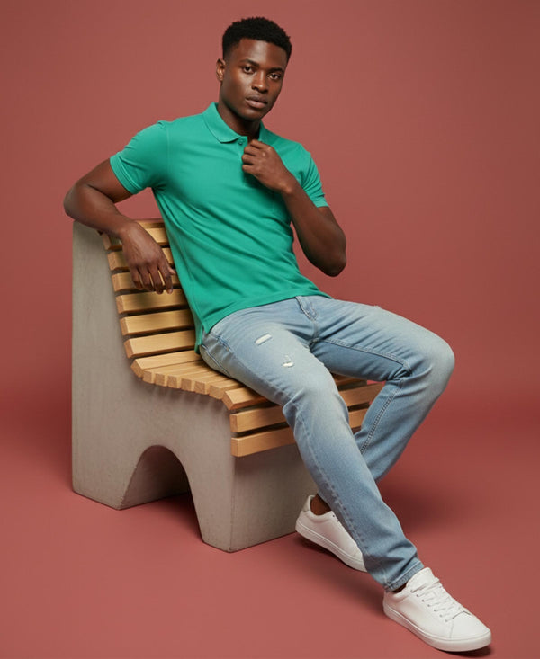 Hiflyers Men'S|Cotton Blend Pique Polo T-Shirt With Chest Pocket|Regular Fit Half Sleeve|Comfortable Smart Casual Wear||Green