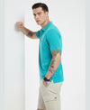 Hiflyers Men'S|Cotton Blend Pique Polo T-Shirt With Chest Pocket|Regular Fit Half Sleeve|Comfortable Smart Casual Wear||Aqua