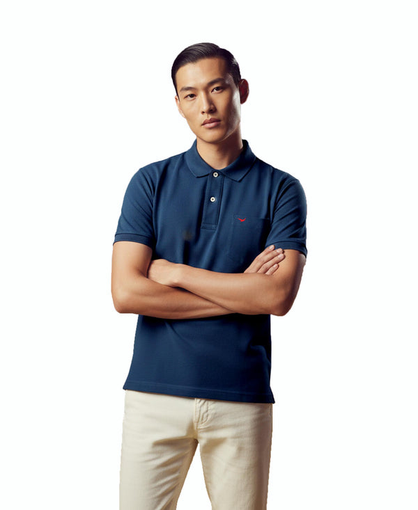 Hiflyers Men'S|Cotton Blend Pique Polo T-Shirt With Chest Pocket|Regular Fit Half Sleeve|Comfortable Smart Casual Wear||Airforce