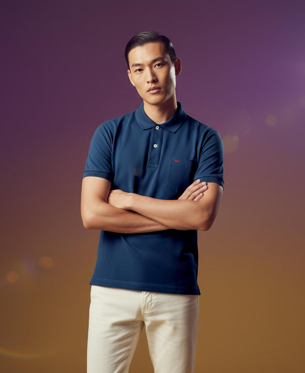 Hiflyers Men'S|Cotton Blend Pique Polo T-Shirt With Chest Pocket|Regular Fit Half Sleeve|Comfortable Smart Casual Wear||Airforce