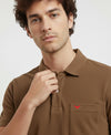 Hiflyers Men'S|Cotton Blend Pique Polo T-Shirt With Chest Pocket|Regular Fit Half Sleeve|Comfortable Smart Casual Wear||Brown