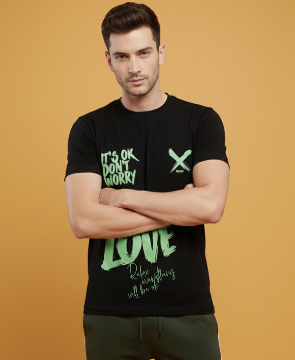 T.T. Men’s Printed Cotton Blend | Graphic Round Neck T-Shirt & Slim Fit Track Pants | Casual Co-ord Set for Men