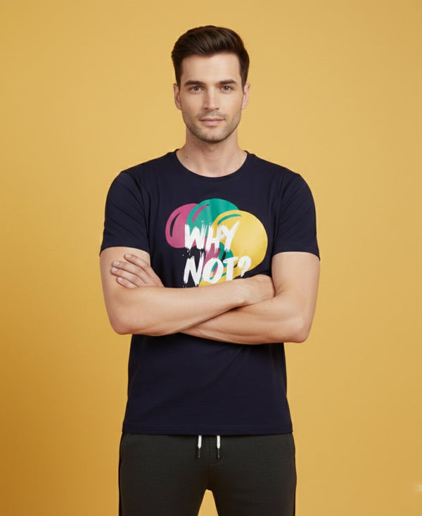 T.T. Men’s Printed Cotton Blend | Graphic Round Neck T-Shirt & Slim Fit Track Pants | Casual Co-ord Set for Men