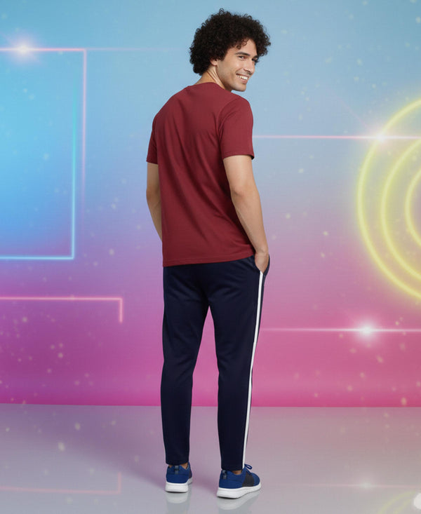 T.T. Men’s Printed Cotton Blend | Graphic Round Neck T-Shirt & Slim Fit Track Pants | Casual Co-ord Set for Men